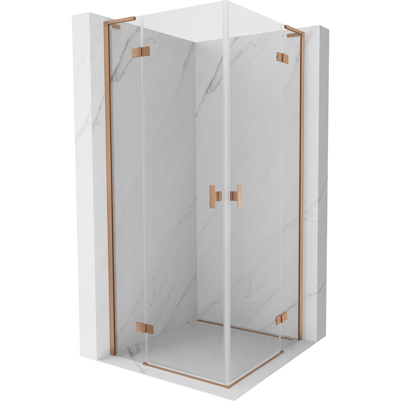 Mexen Mist-H L Duo cabine de douche à charnière 70 x 70 cm, transparent, cuivre brossé - 8A5L-070L-070P-65-00