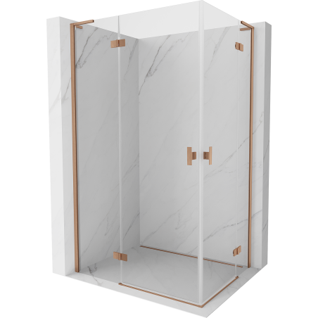 Mexen Mist-H L Duo cabine de douche à battant 95 x 70 cm, transparent, cuivre brossé - 8A5L-095L-070P-65-00