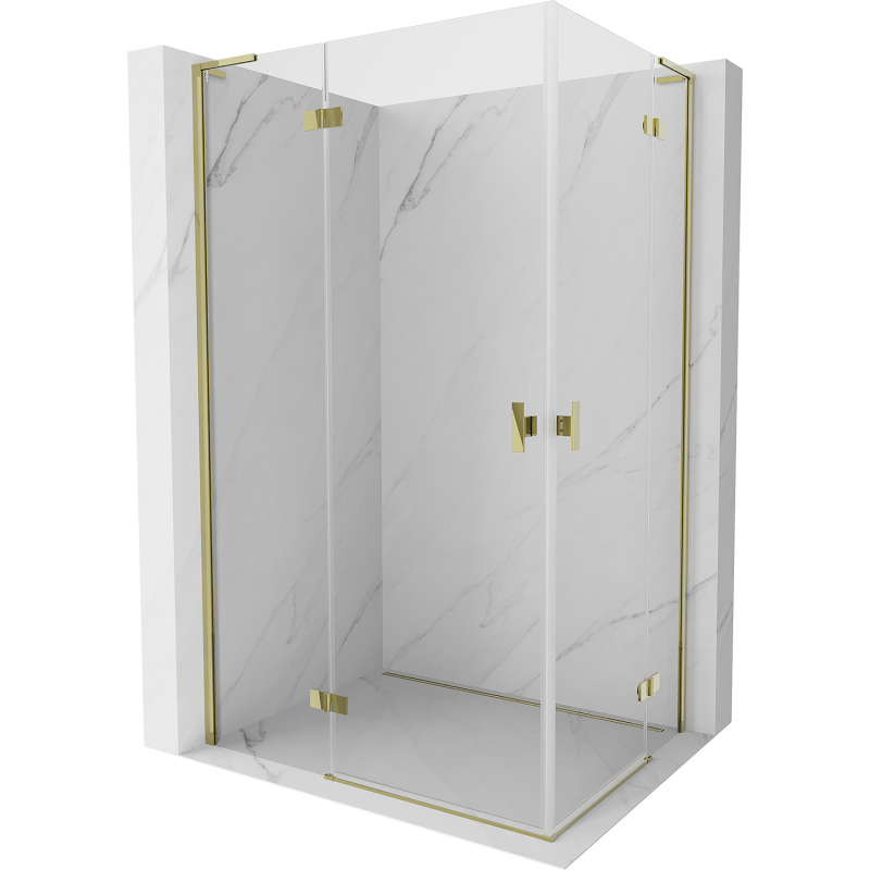 Mexen Mist-H L Duo cabine de douche pivotante 110 x 80 cm, transparent, or - 8A5L-110L-080P-50-00