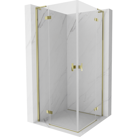 Mexen Mist-H L Duo cabine de douche pivotante 85 x 85 cm, transparent, or - 8A5L-085L-085P-50-00