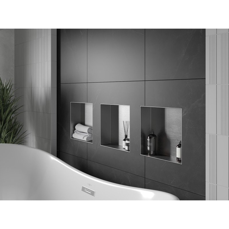 Mexen X-Wall-NR étagère encastrée sans rebord 30 x 30 cm, inox - 1911303010