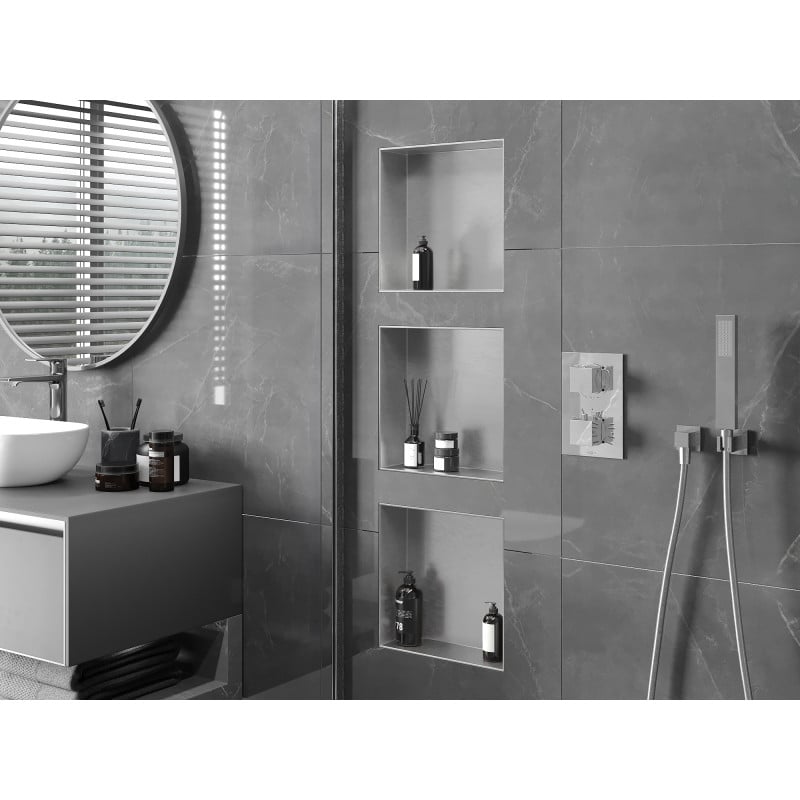 Mexen X-Wall-NR étagère encastrée sans rebord 30 x 30 cm, inox - 1911303010