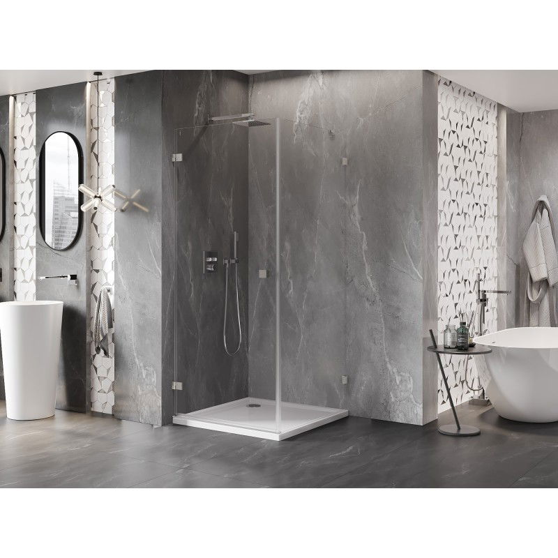 Mexen Lunar-B cabine de douche à charnière gauche 80 x 80 cm, transparent, nickel brossé - 832-080-080-97-00-L