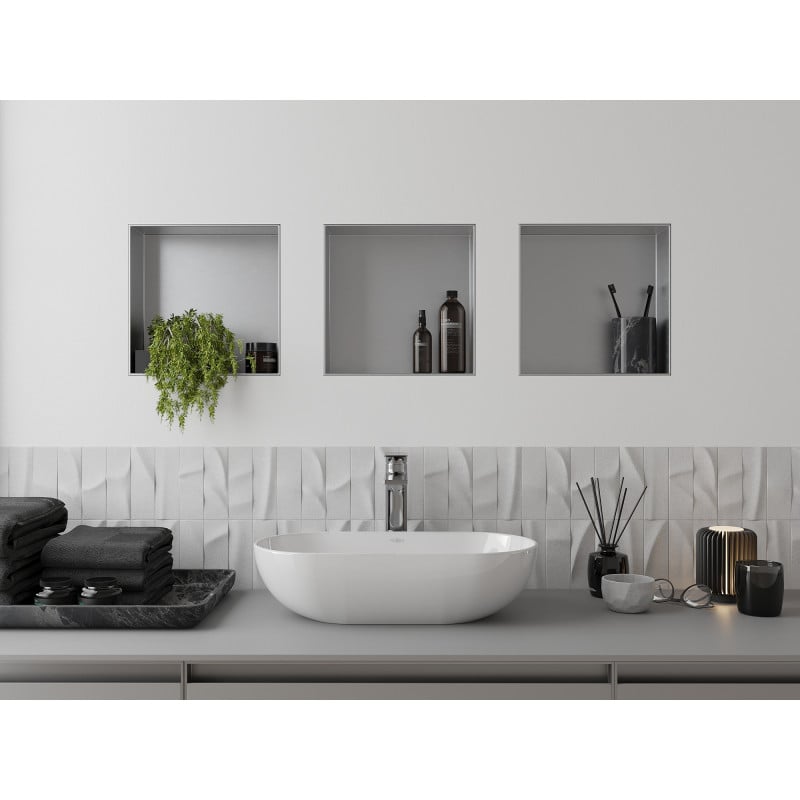 Mexen X-Wall-NR étagère encastrée sans rebord 30 x 30 cm, inox - 1911303010