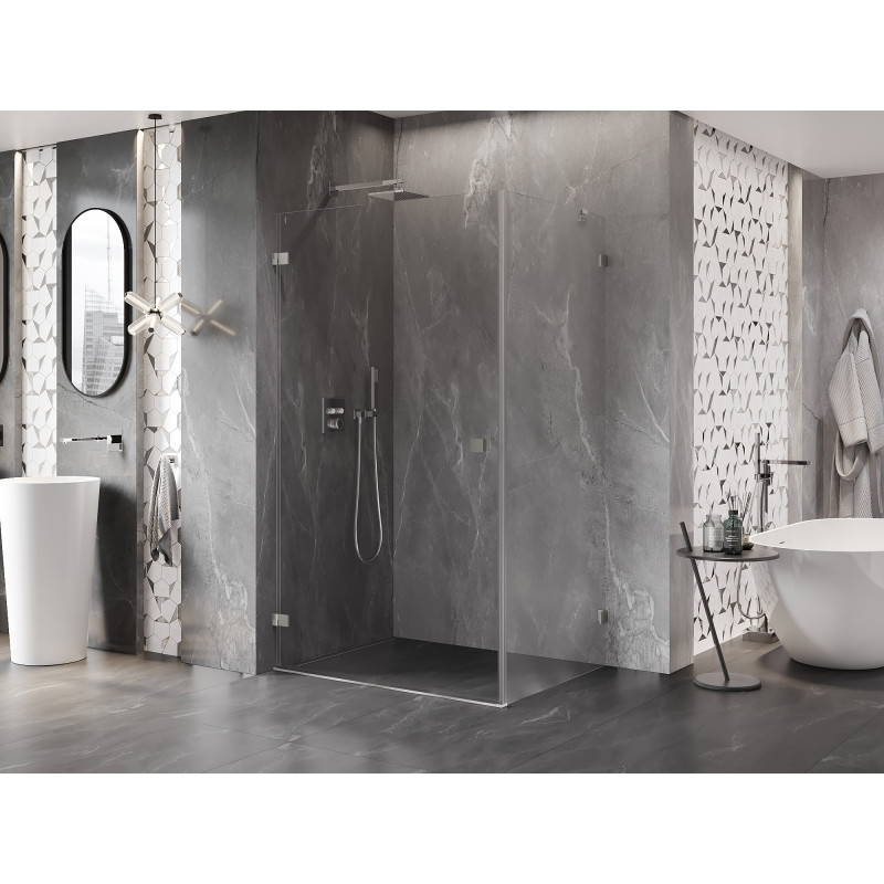 Mexen Lunar-B cabine de douche pivotante gauche 90 x 80 cm, transparent, nickel brossé - 832-090-080-97-00-L