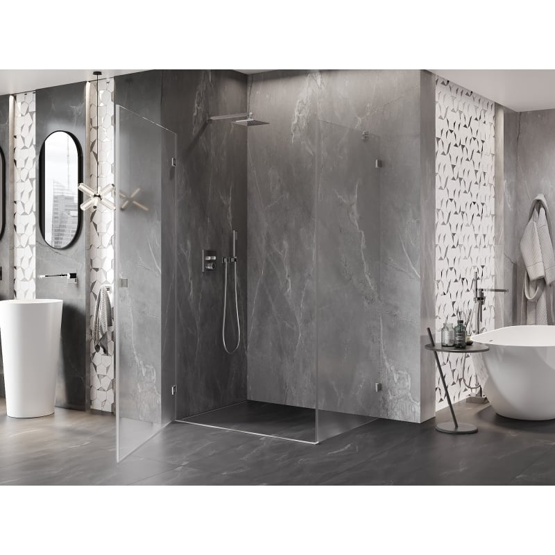 Mexen Lunar-B cabine de douche pivotante gauche 90 x 80 cm, transparent, nickel brossé - 832-090-080-97-00-L