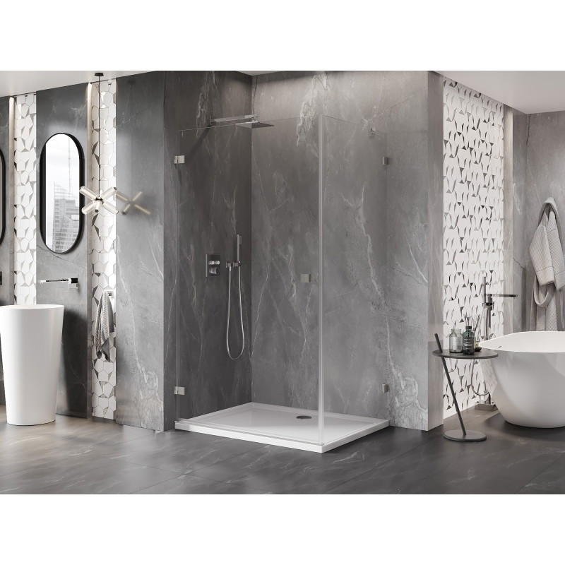 Mexen Lunar-B cabine de douche pivotante gauche 90 x 80 cm, transparent, nickel brossé - 832-090-080-97-00-L