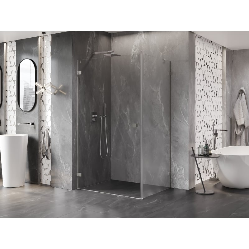 Mexen Lunar-B cabine de douche pivotante gauche 90 x 80 cm, transparent, nickel brossé - 832-090-080-97-00-L