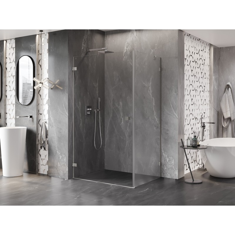 Mexen Lunar-B cabine de douche pivotante gauche 100 x 90 cm, transparent, nickel brossé - 832-100-090-97-00-L