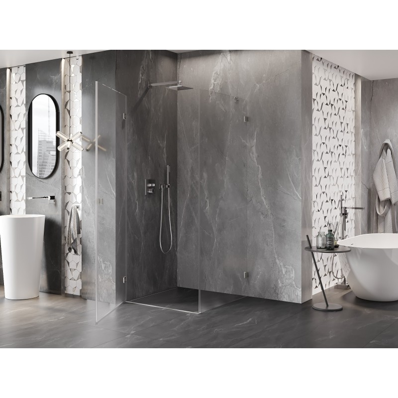 Mexen Lunar-B cabine de douche pivotante gauche 100 x 100 cm, transparent, nickel brossé - 832-100-100-97-00-L