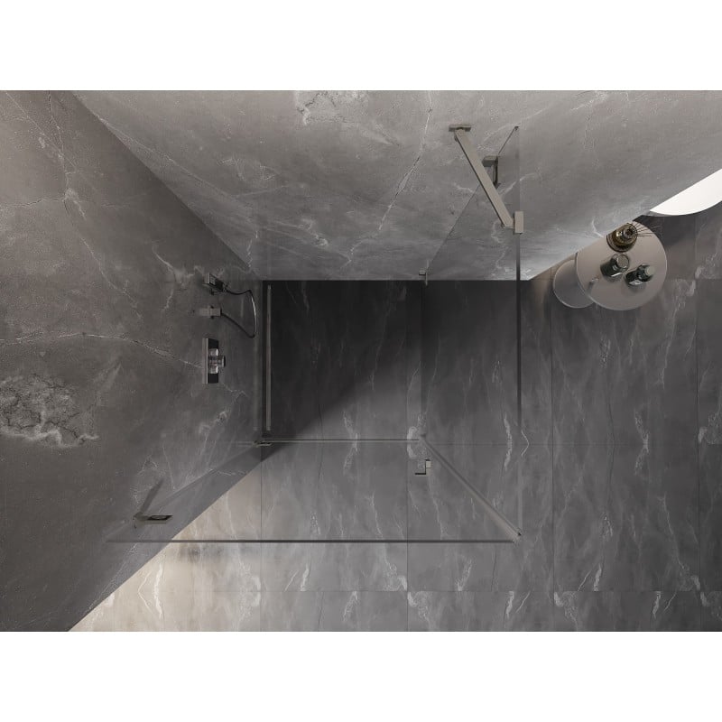 Mexen Lunar-B cabine de douche pivotante gauche 100 x 100 cm, transparent, nickel brossé - 832-100-100-97-00-L