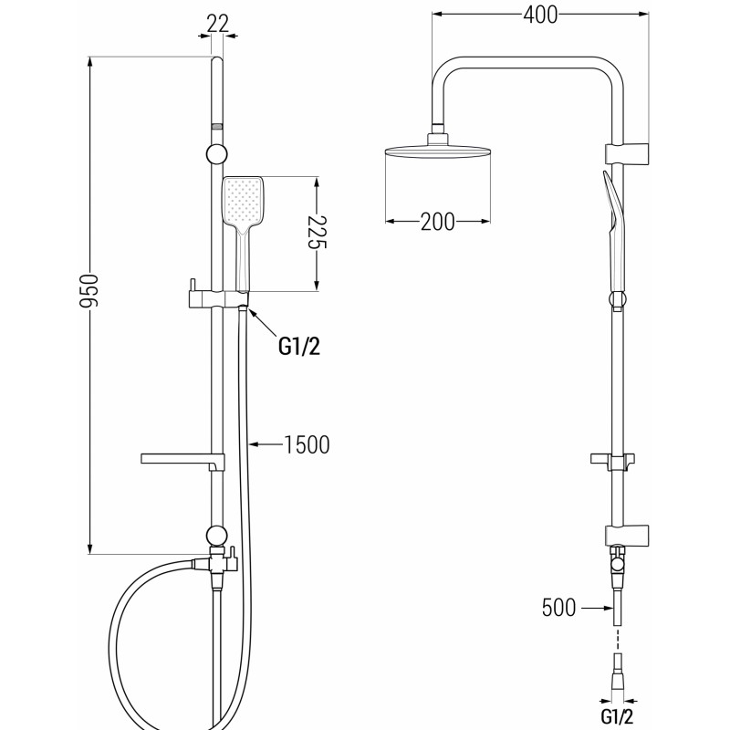 Mexen X62 colonne de douche, gris canon brossé - 798626291-66