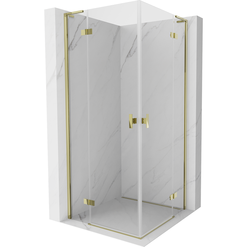 Mexen Mist-H L Duo cabine de douche battante 90 x 90 cm, transparente, dorée - 8A5L-090L-090P-50-00