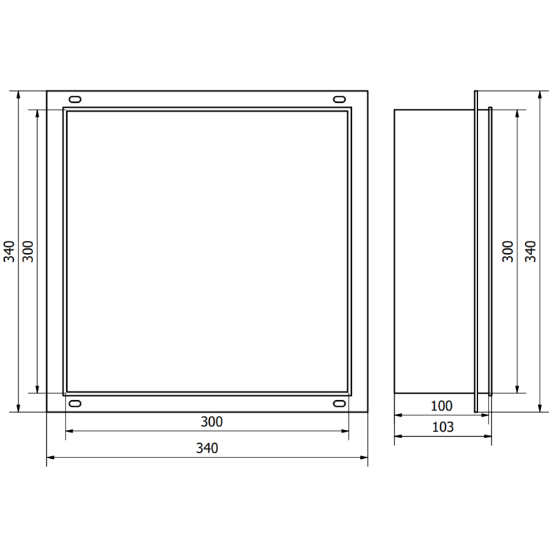 Mexen X-Wall-NR étagère encastrée sans rebord 30 x 30 cm, inox - 1911303010