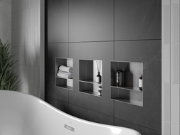 Mexen X-Wall-NR étagère encastrée sans rebord avec tablette 30 x 30 cm, inox - 1911303010S