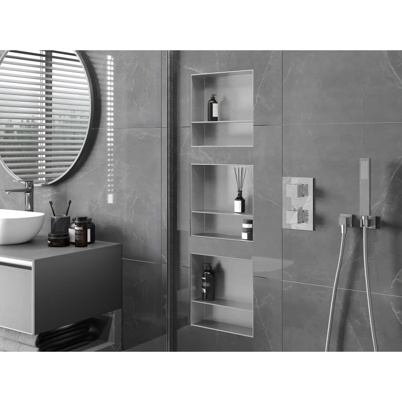 Mexen X-Wall-NR étagère encastrée sans rebord avec étagère 30 x 30 cm, inox - 1911303010S