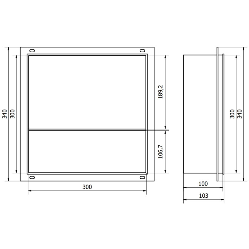 Mexen X-Wall-NR niche murale sans bride avec étagère 30 x 30 cm, blanche - 1921303010S