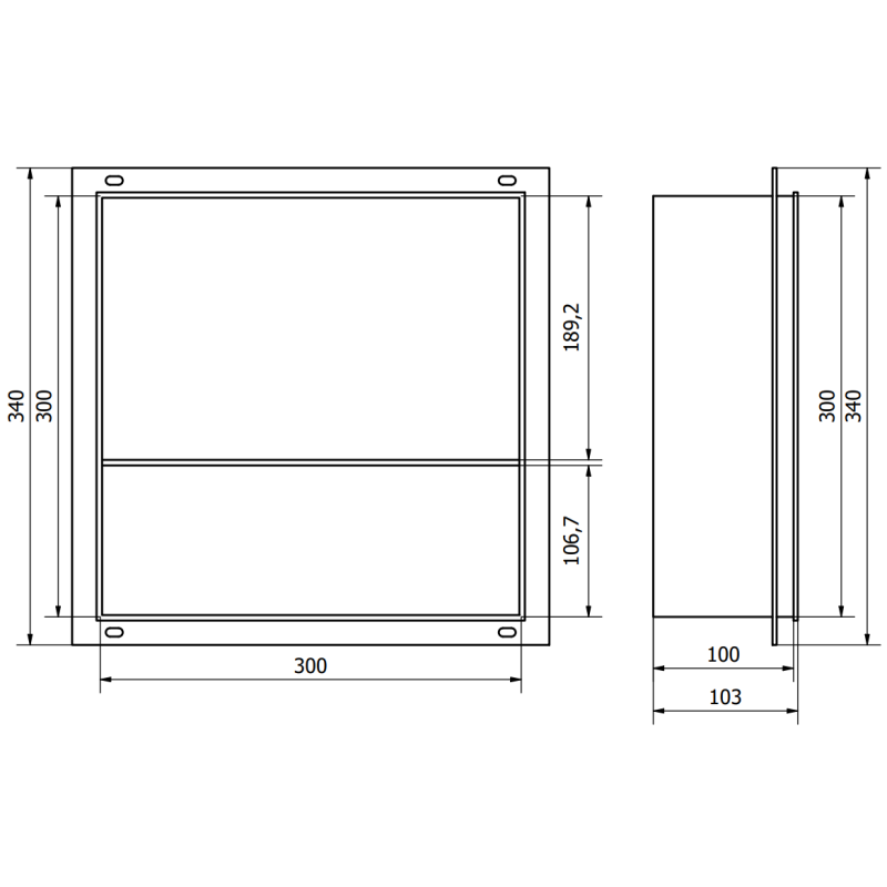 Mexen X-Wall-NR niche sans bride avec étagère 30 x 30 cm, blanche - 1921303010S