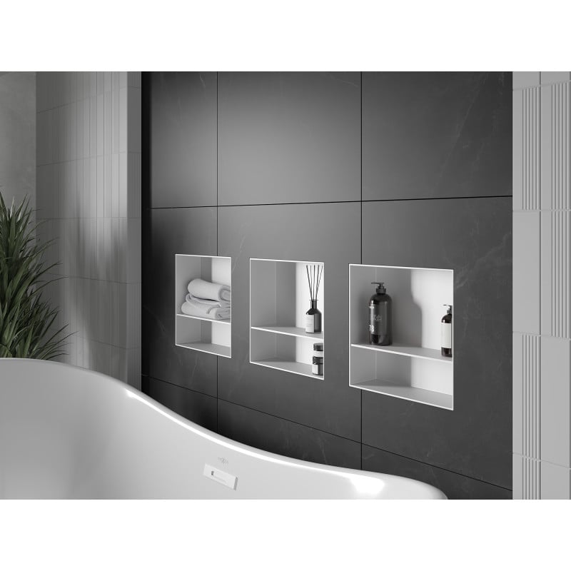 Mexen X-Wall-NR étagère encastrée sans collerette avec étagère 30 x 30 cm, blanc - 1921303010S