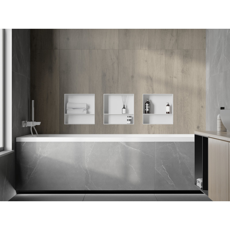 Mexen X-Wall-NR étagère encastrée sans collerette avec étagère 30 x 30 cm, blanc - 1921303010S