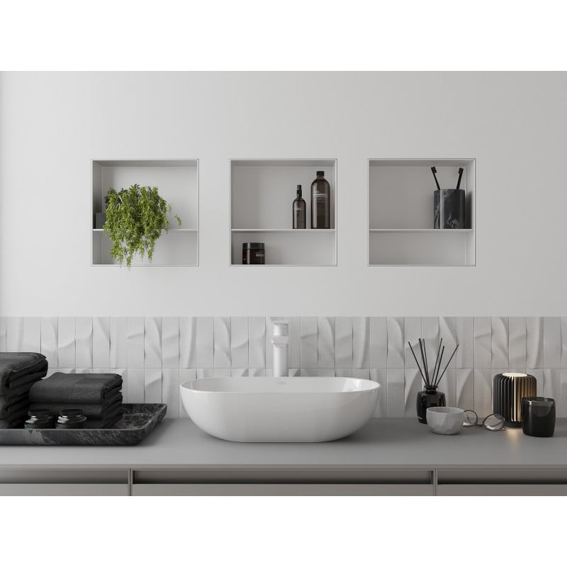 Mexen X-Wall-NR étagère encastrée sans collerette avec étagère 30 x 30 cm, blanc - 1921303010S