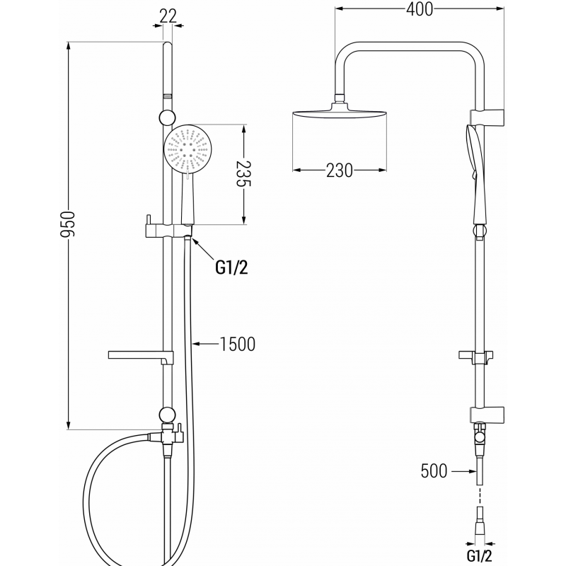 Mexen X67 colonne de douche, noire - 798676791-70