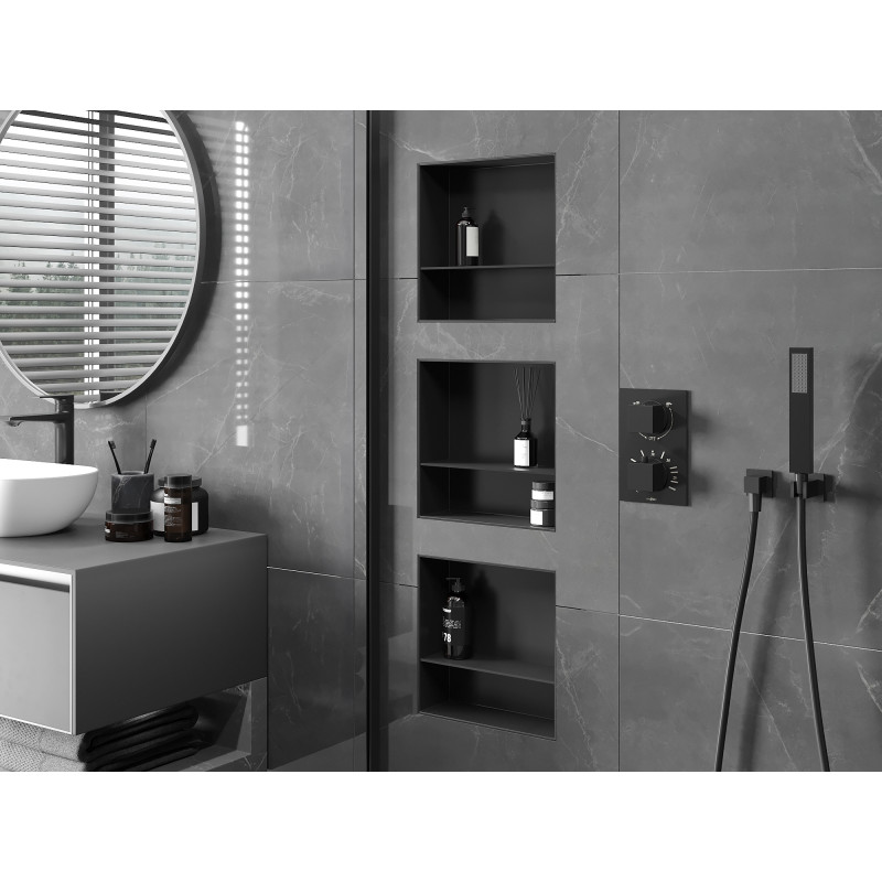 Mexen X-Wall-NR niche sans rebord avec étagère 30 x 30 cm, noir - 1971303010S
