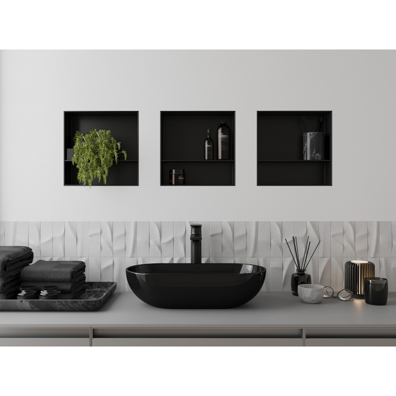 Mexen X-Wall-NR étagère encastrée sans rebord avec étagère 30 x 30 cm, noire - 1971303010S