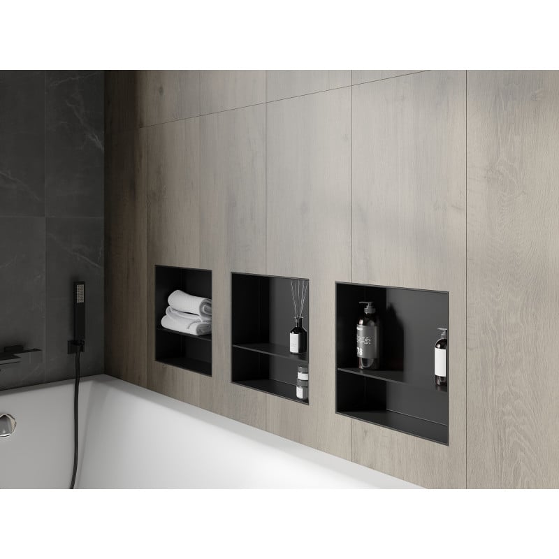 Mexen X-Wall-NR niche sans rebord avec étagère 30 x 30 cm, noir - 1971303010S