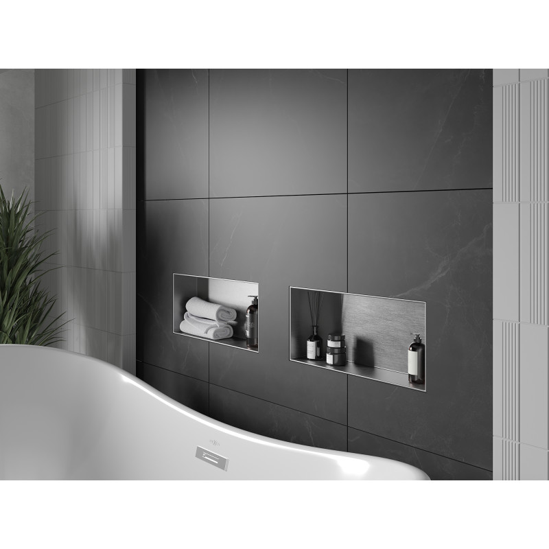Mexen X-Wall-NR étagère encastrée sans collerette 45 x 20 cm, inox - 1911452010