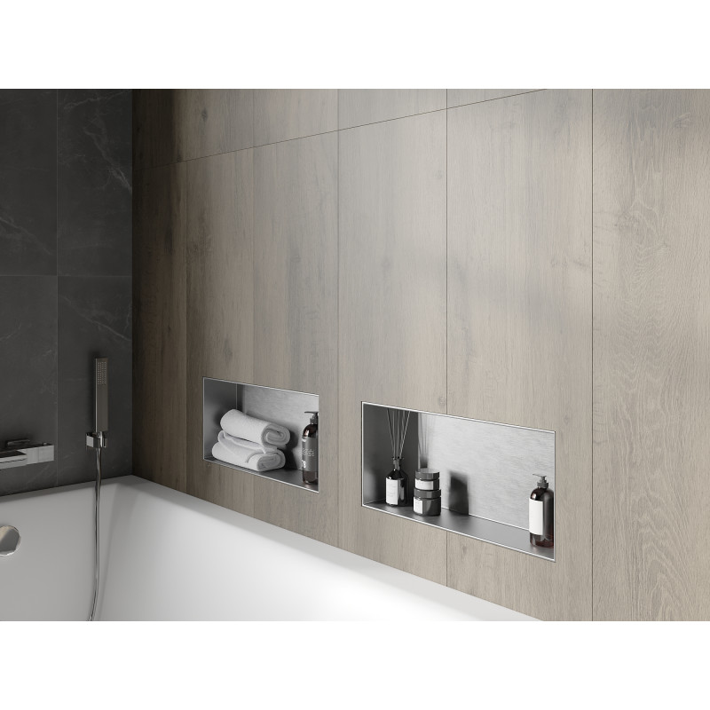 Mexen X-Wall-NR étagère encastrée sans collerette 45 x 20 cm, inox - 1911452010