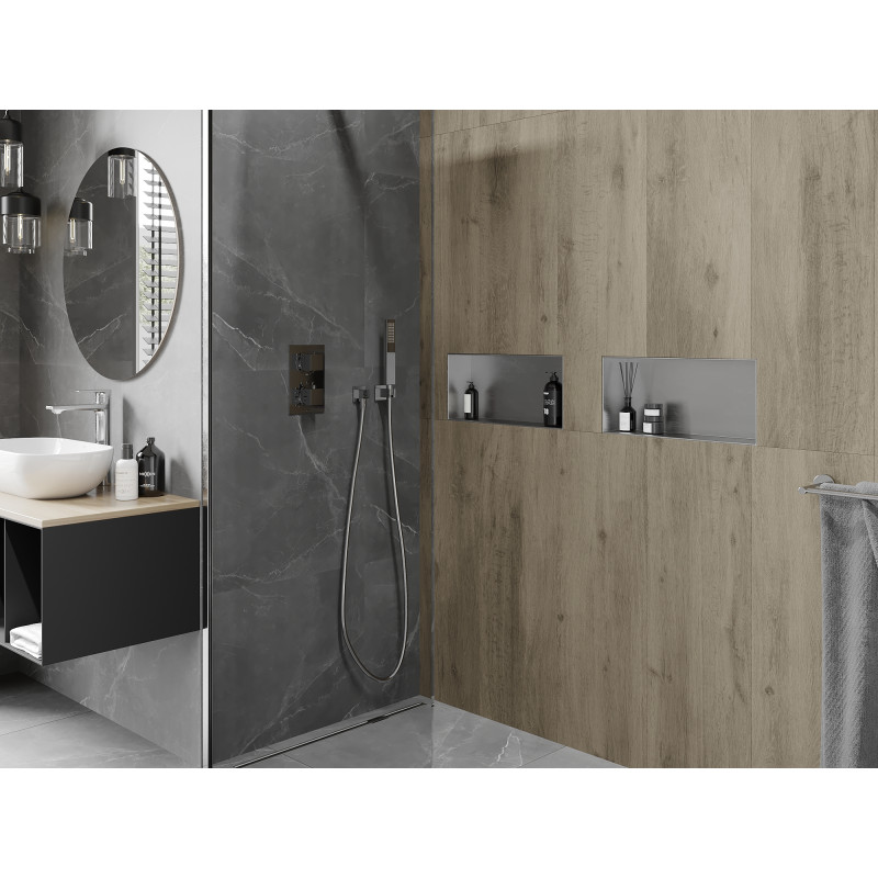 Mexen X-Wall-NR étagère encastrée sans collerette 45 x 20 cm, inox - 1911452010