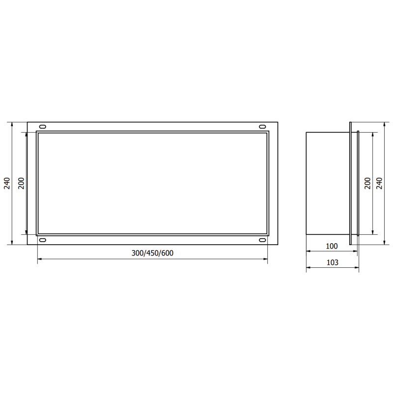 Mexen X-Wall-NR étagère encastrée sans rebord 45 x 20 cm, inox - 1911452010