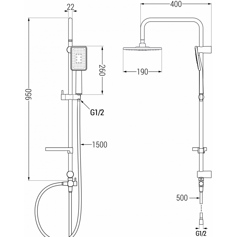 Mexen X54 colonne de douche, noir/chrome - 798545491-71