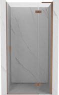 Mexen Mist-H L porte de douche pivotante droite 115 cm, transparent, cuivre brossé - 8A5L-115-000-65-00-P