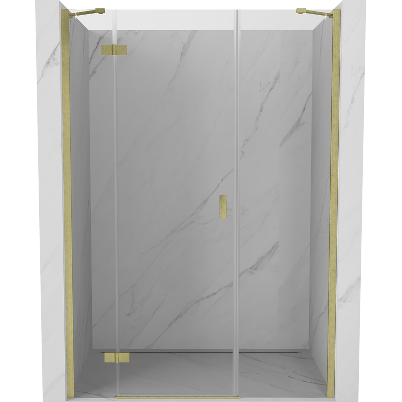 Mexen Mist-H portes de douche pivotantes gauches 130 cm, transparentes, doré brossé - 8A5-130-001-55-00-L