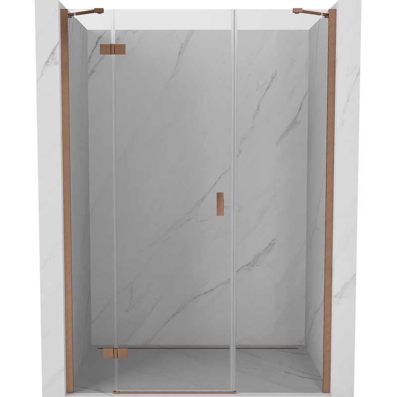 Mexen Mist-H porte de douche battante gauche 145 cm, transparent, cuivre brossé - 8A5-145-001-65-00-L