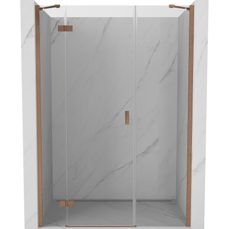 Mexen Mist-H porte de douche battante gauche 145 cm, transparent, cuivre brossé - 8A5-145-001-65-00-L