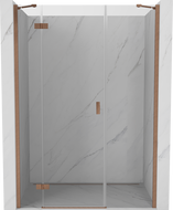 Mexen Mist-H porte de douche battante gauche 145 cm, transparent, cuivre brossé - 8A5-145-001-65-00-L