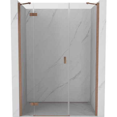 Mexen Mist-H porte de douche pivotante gauche 155 cm, transparent, cuivre brossé - 8A5-155-001-65-00-L