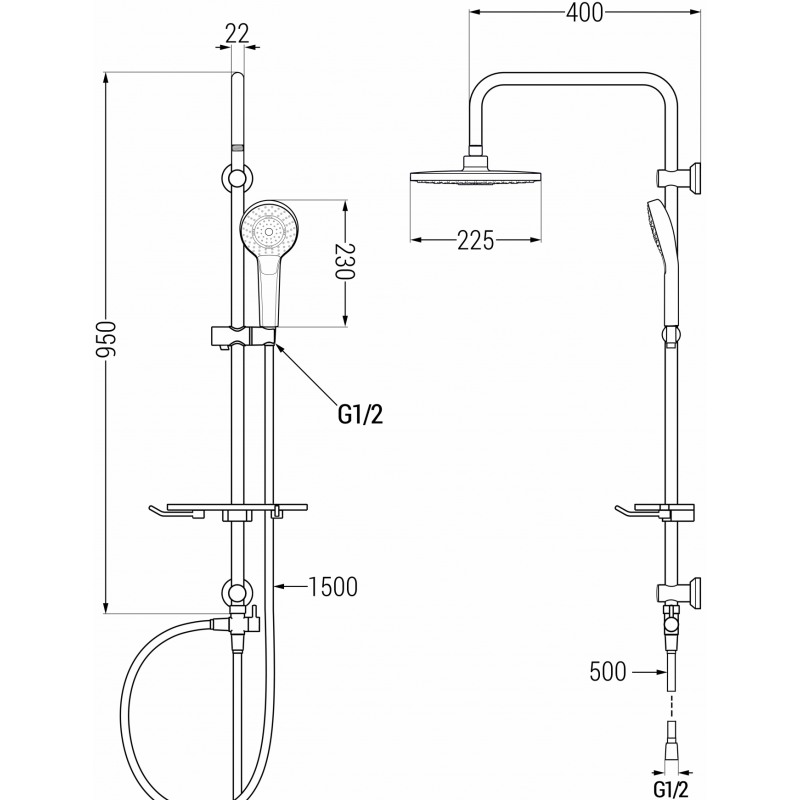 Mexen T05 colonne de douche, chrome/blanc - 798050593-00