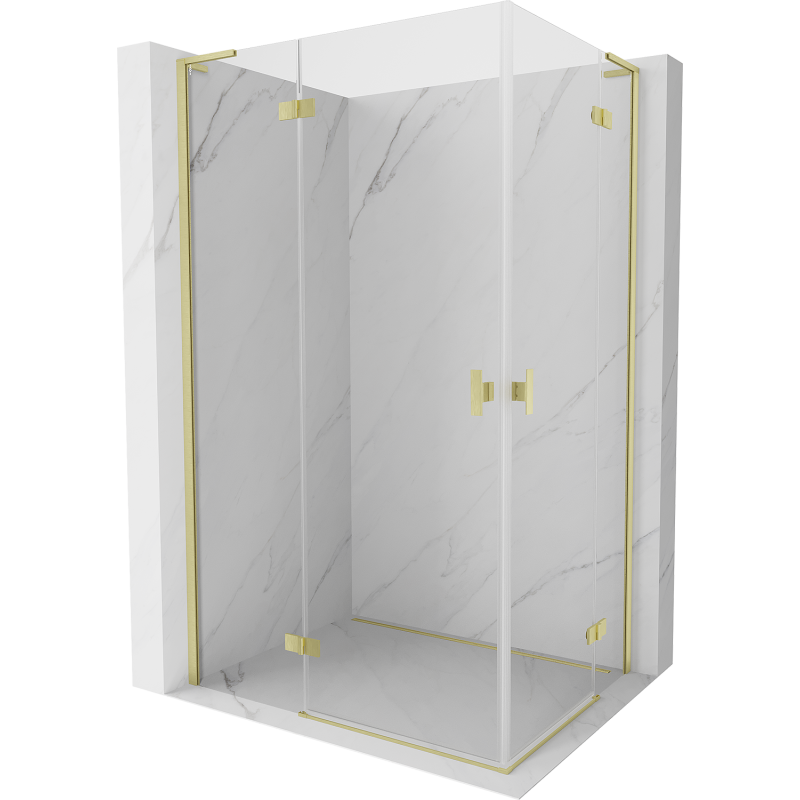 Mexen Mist-H L Duo cabine de douche pivotante gauche 90 x 70 cm, transparent, or brossé - 8A5L-090L-070P-55-00