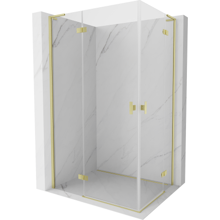Mexen Mist-H L Duo cabine de douche pivotante gauche 90 x 70 cm, transparent, or brossé - 8A5L-090L-070P-55-00