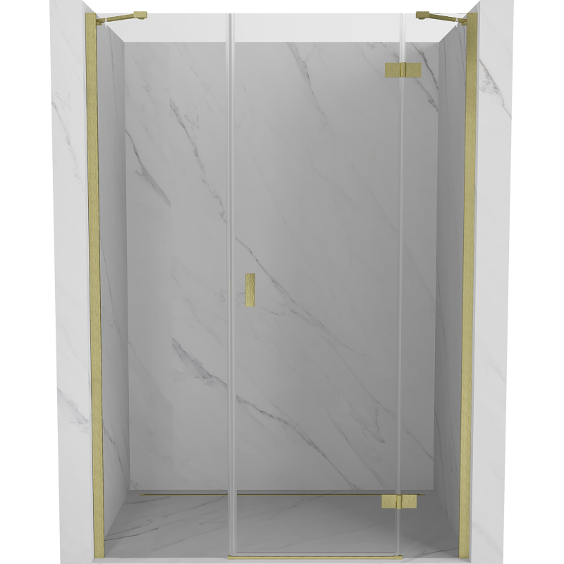 Porte de douche pivotante droite Mexen Mist-H 155 cm, transparente, or brossé - 8A5-155-001-55-00-P