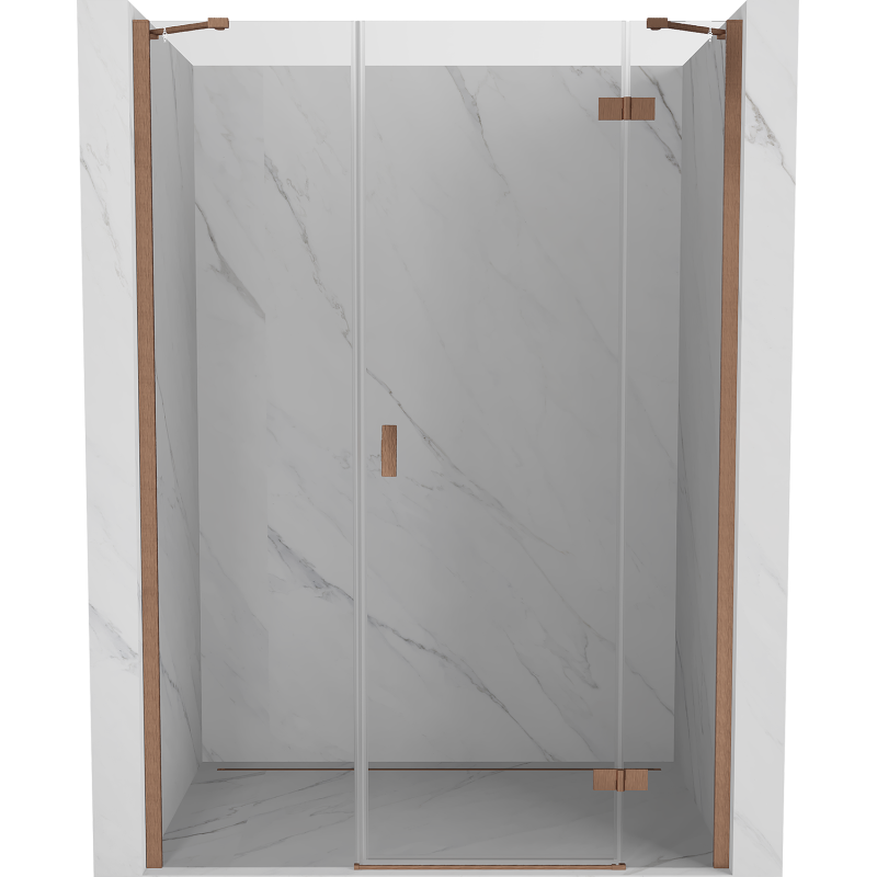 Mexen Mist-H porte de douche pivotante droite 155 cm, transparent, cuivre brossé - 8A5-155-001-65-00-P