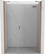 Mexen Mist-H porte de douche pivotante droite 155 cm, transparent, cuivre brossé - 8A5-155-001-65-00-P