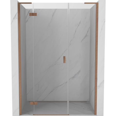 Mexen Mist-H L porte de douche pivotante gauche 135 cm, transparent, cuivre brossé - 8A5L-135-001-65-00-L