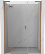 Mexen Mist-H L porte de douche pivotante gauche 135 cm, transparent, cuivre brossé - 8A5L-135-001-65-00-L