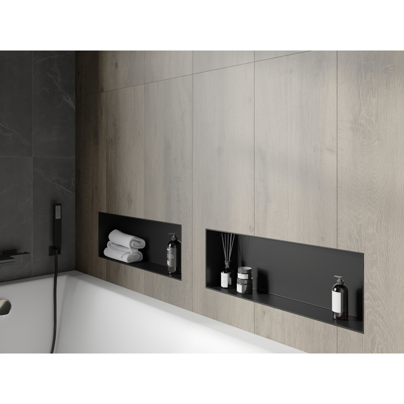 Mexen X-Wall-NR étagère encastrée sans collerette 60 x 20 cm, noire - 1971602010