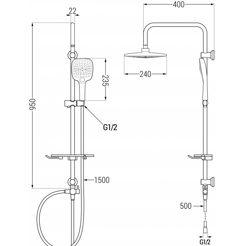 Mexen T17 colonne de douche, chrome - 798171793-00